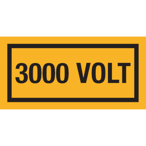 Sticker met tekst "3000 Volt"