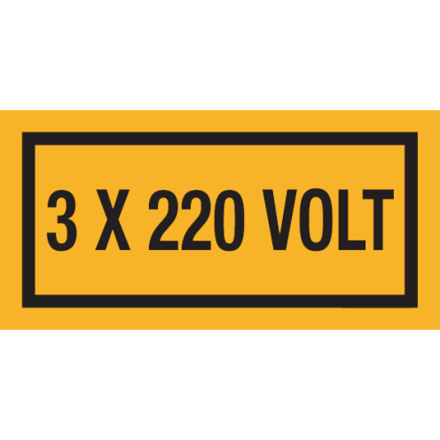 Sticker met tekst "3x220 Volt"