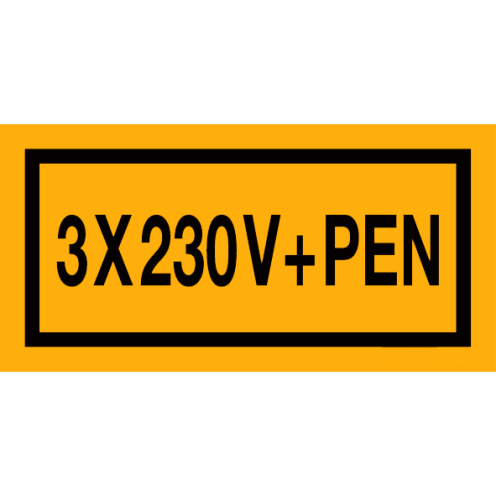 Sticker met tekst "3x230V+PEN"