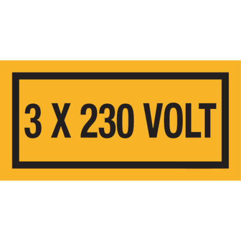Sticker met tekst "3x230 Volt"
