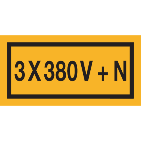 Sticker met spanningsaanduiding "3x380V+N"