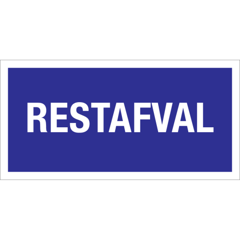 Blauwe sticker met tekst voor afvalscheiding van restafval