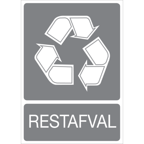 Grijze sticker met pictogram voor het recyclen en afvalscheiden van restafval
