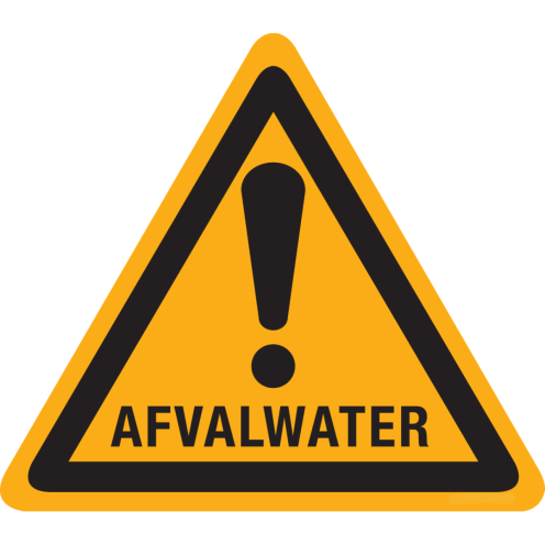Sticker met pictogram "Waarschuwing Afvalwater"