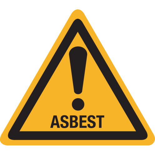 Sticker met tekst "Gevaar Asbest"