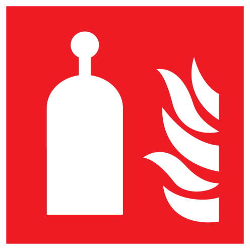 Sticker met pictogram van een op afstand bedienbare unit van een blusinstallatie