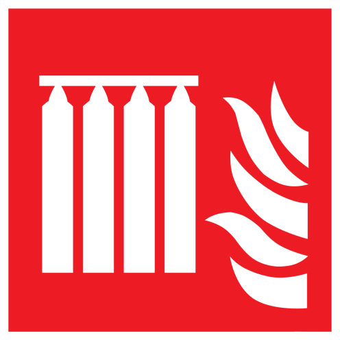 Sticker met pictogram van een vaste blusbatterij 