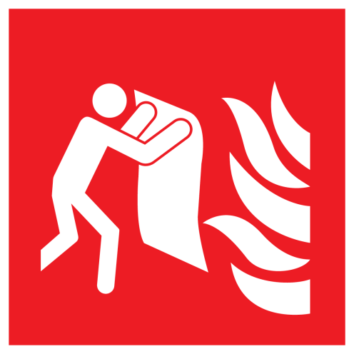 Sticker met pictogram van een blusdeken met vlam - ISO 7010 - F016