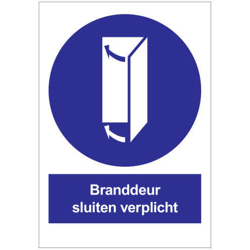 Sticker met pictogram en tekst Branddeur Sluiten