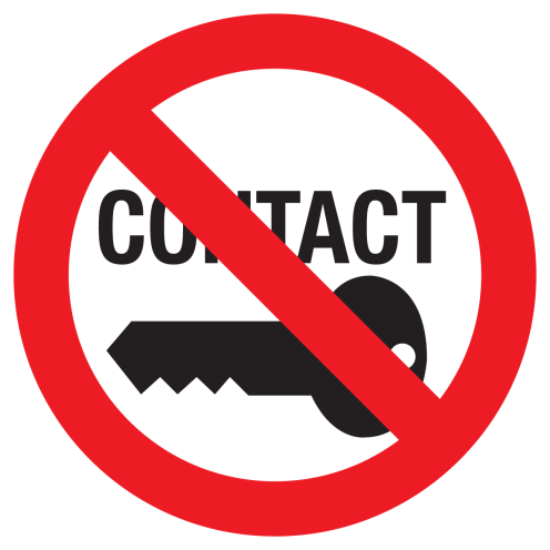 Sticker met pictogram Verplicht contact uitzetten