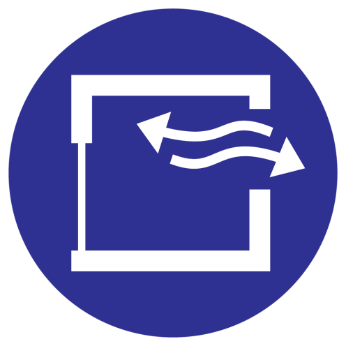 Sticker continue ventileren verplicht