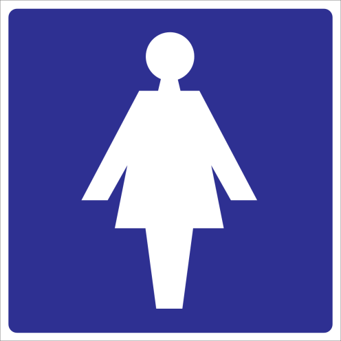 Sticker met pictogram voor aanduiden van een ruimte voor dames blauw