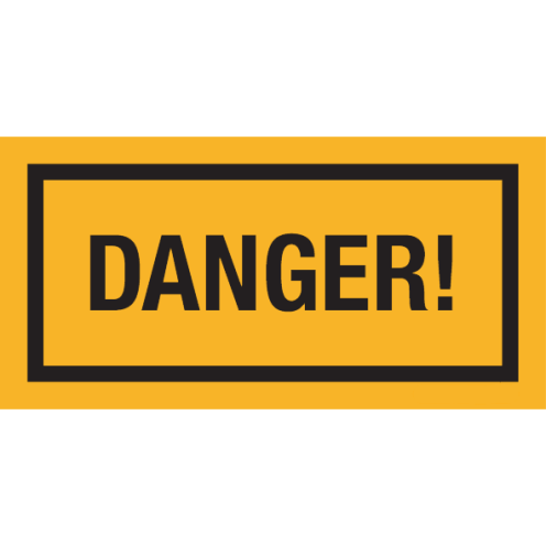 Sticker met tekst "Danger"