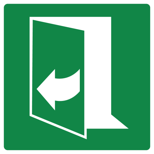 Sticker met pictogram nooduitgang trekken rechterkant ISO 7010