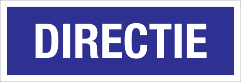 Sticker Directie - blauw met witte tekst