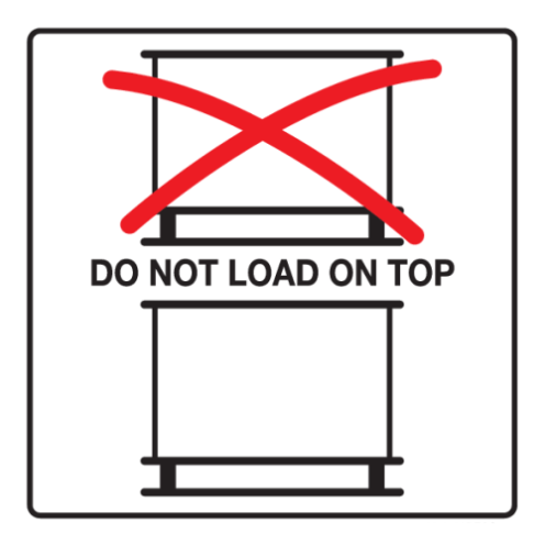 Sticker met pictogram en tekst Do not load on top