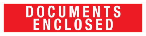 Sticker met tekst Documents enclosed