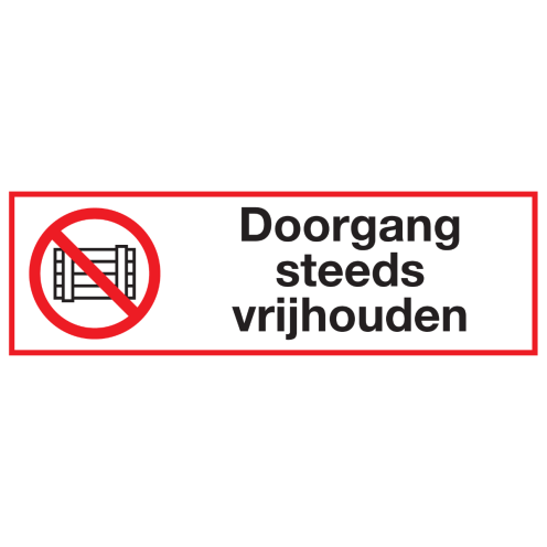 Sticker met pictogram en tekst Doorgang steeds vrijhouden ISO7010 - P023