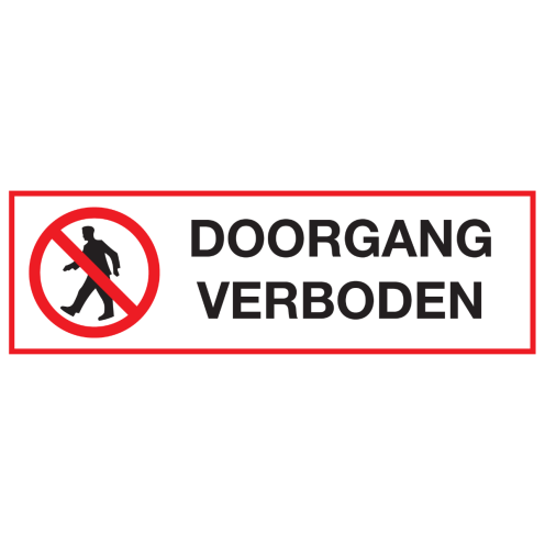 Sticker met pictogram en tekst Doorgang verboden