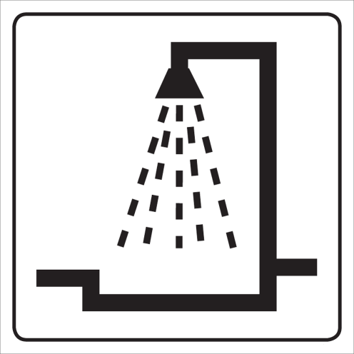 Witte sticker met pictogram voor het aanduiden van een douche
