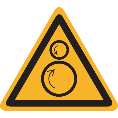 Sticker met pictogram "Waarschuwing Draaiende Delen" - ISO 7010 - W025