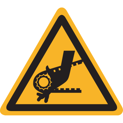 Sticker met pictogram "Waarschuwing Draaiende Delen"