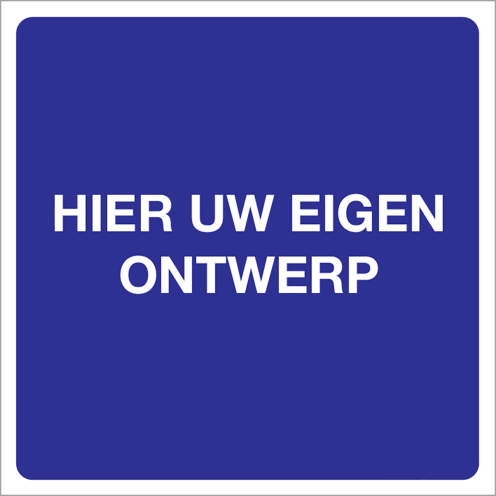 Sticker Eigen tekst of pictogram blauw/wit
