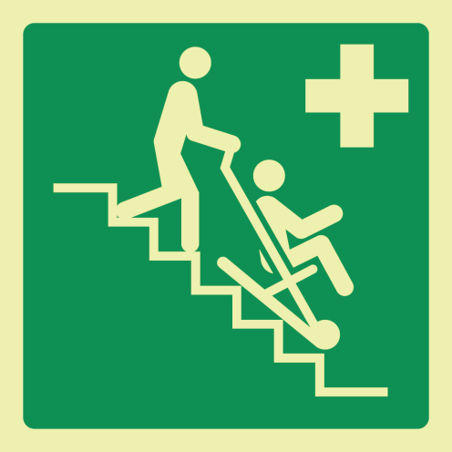 Bord met pictogram evacuatie stoel ISO 7010 fotoluminescerend