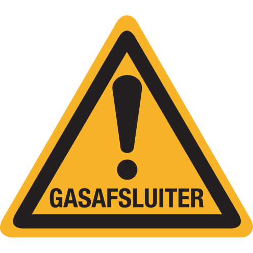 Sticker met pictogram "Waarschuwing Gasafsluiter"