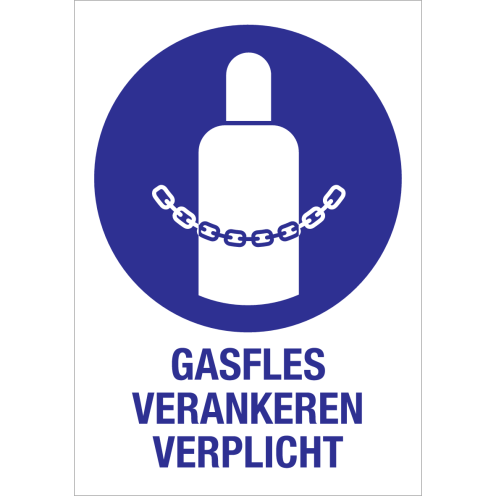 Gasfles verankeren verplicht (sticker) - ISO7010 - M046