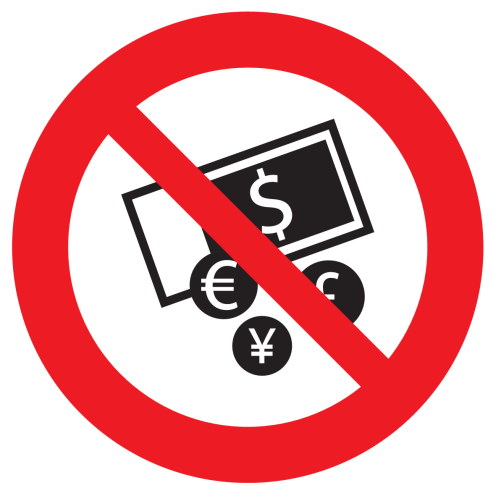 Sticker geen contact geld