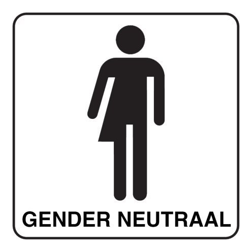 Witte sticker voor het aanduiden van een genderneutrale ruimte