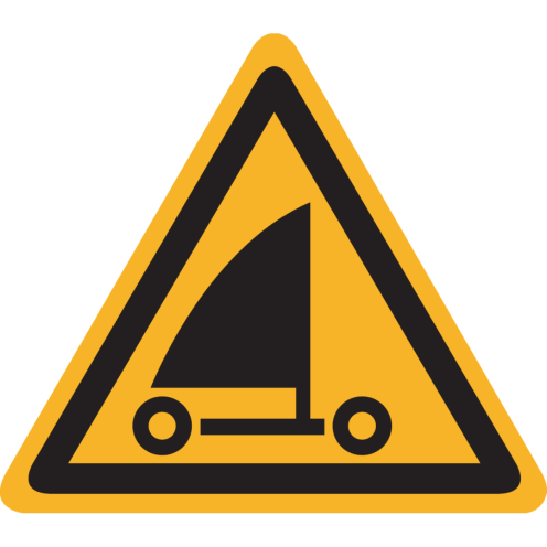 Sticker met pictogram "Waarschuwing Beachsurfen, Strandsurfen of Strandzeilen" - ISO7010 - W059