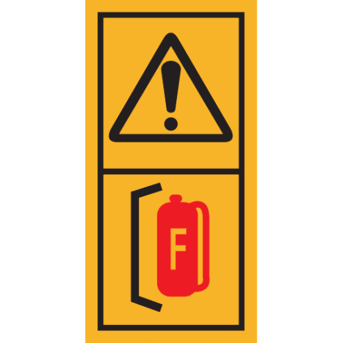 Machinemarkering sticker waarschuwing "Gevaar! Brandbare Vloeistof" 