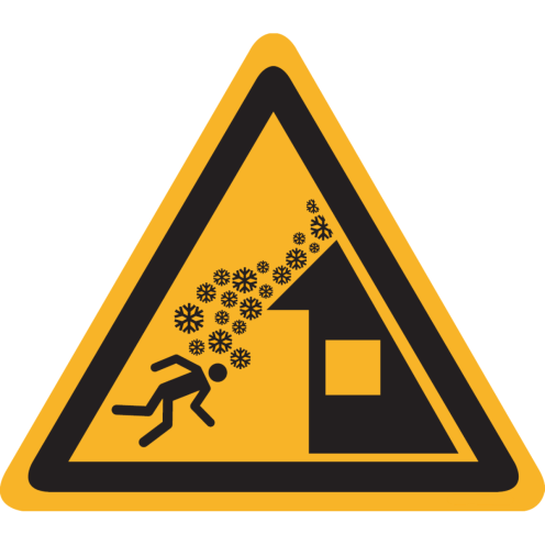 Sticker met pictogram "Waarschuwing Vallende Sneeuw / Daklawine" - ISO 7010 - W040