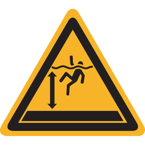 Sticker met pictogram "Waarschuwing Diep Water" - ISO 7010 - W047