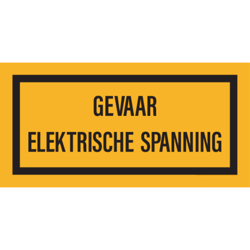 Sticker met tekst "Gevaar Elektrische Spanning"