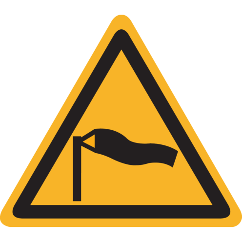 Sticker met pictogram "Waarschuwing Harde Wind" - ISO 7010 - W064