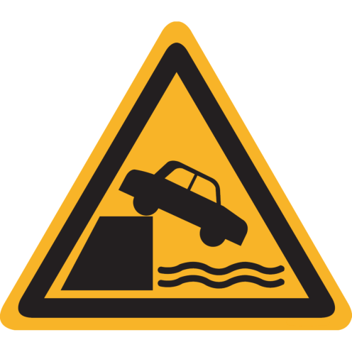 Sticker met pictogram "Waarschuwing Onbeschermde Kade Rand" - ISO 7010 - W051