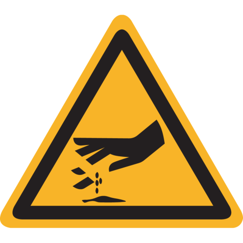 Sticker met pictogram "Waarschuwing gevaar voor snijden in vingers of hand"