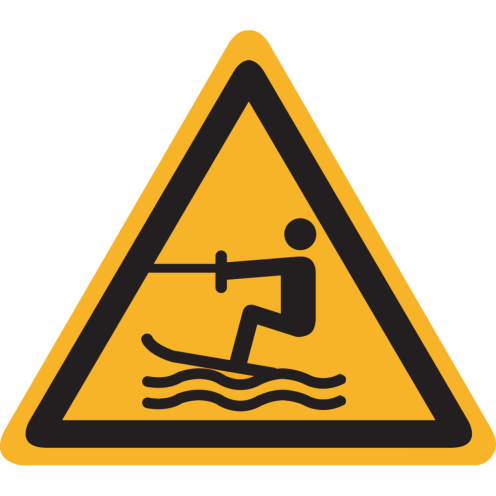Sticker met pictogram "Waarschuwing Waterski Gebied" - ISO 7010 - W045