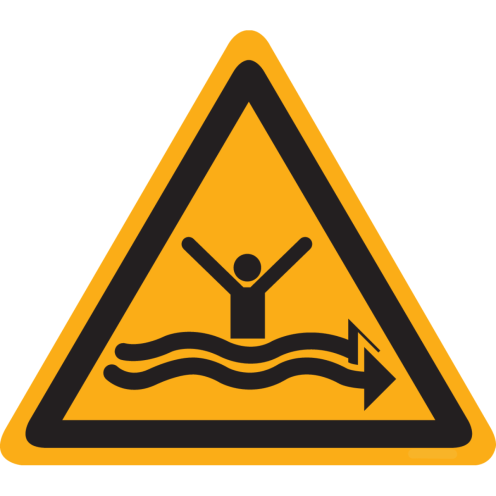 Sticker met pictogram "Waarschuwing gevaarlijke onderstroom" - ISO 7010 - W057