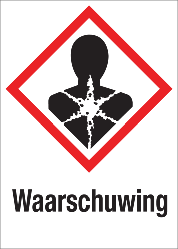 Sticker met pictogram "Gezondheidsgevaar" en signaalwoord "Waarschuwing" - GHS 08