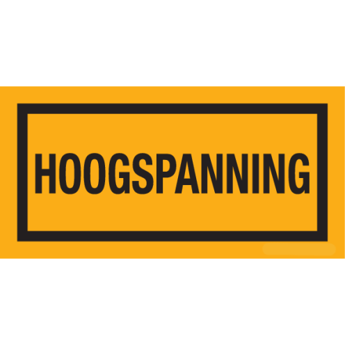 Sticker met tekst "Hoogspanning"
