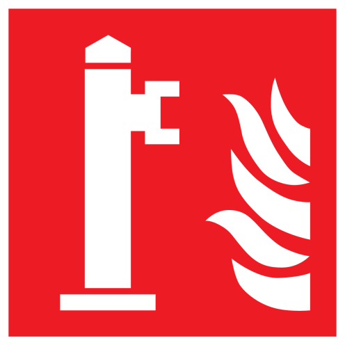 Sticker met pictogram van een brandkraan met vlam
