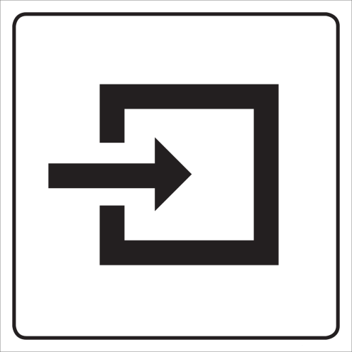 Witte sticker met pictogram voor het aanduiden van de ingang