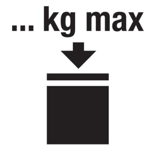 Sticker met tekst en pictogram Kg max stapelen