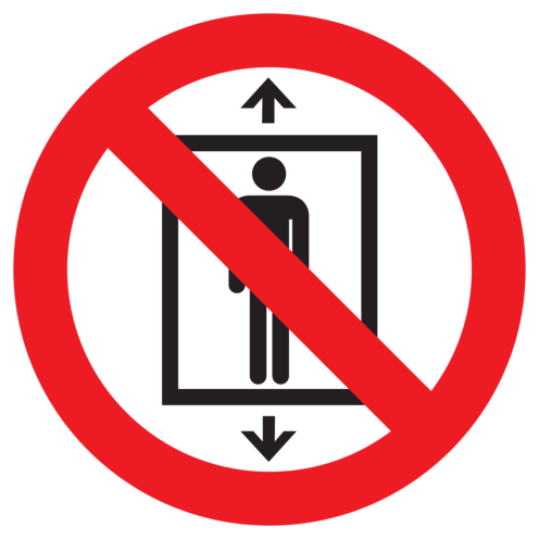 Sticker met pictogram Verboden personen in lift ISO7010 - P027