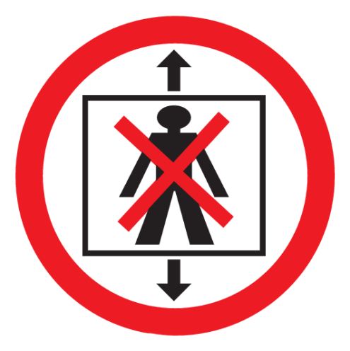 Sticker met pictogram Lift verboden voor personen