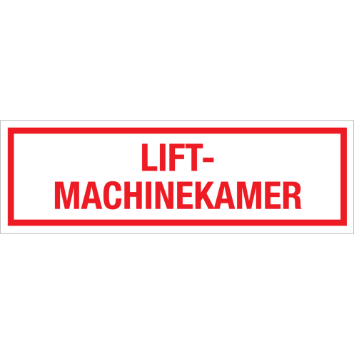 Sticker Liftmachinekamer - tekststicker met rode tekst